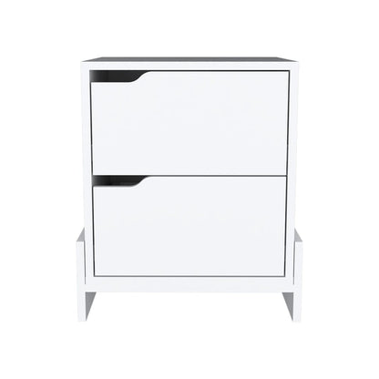 17" White Wood Two Drawer Nightstand HomeRoots