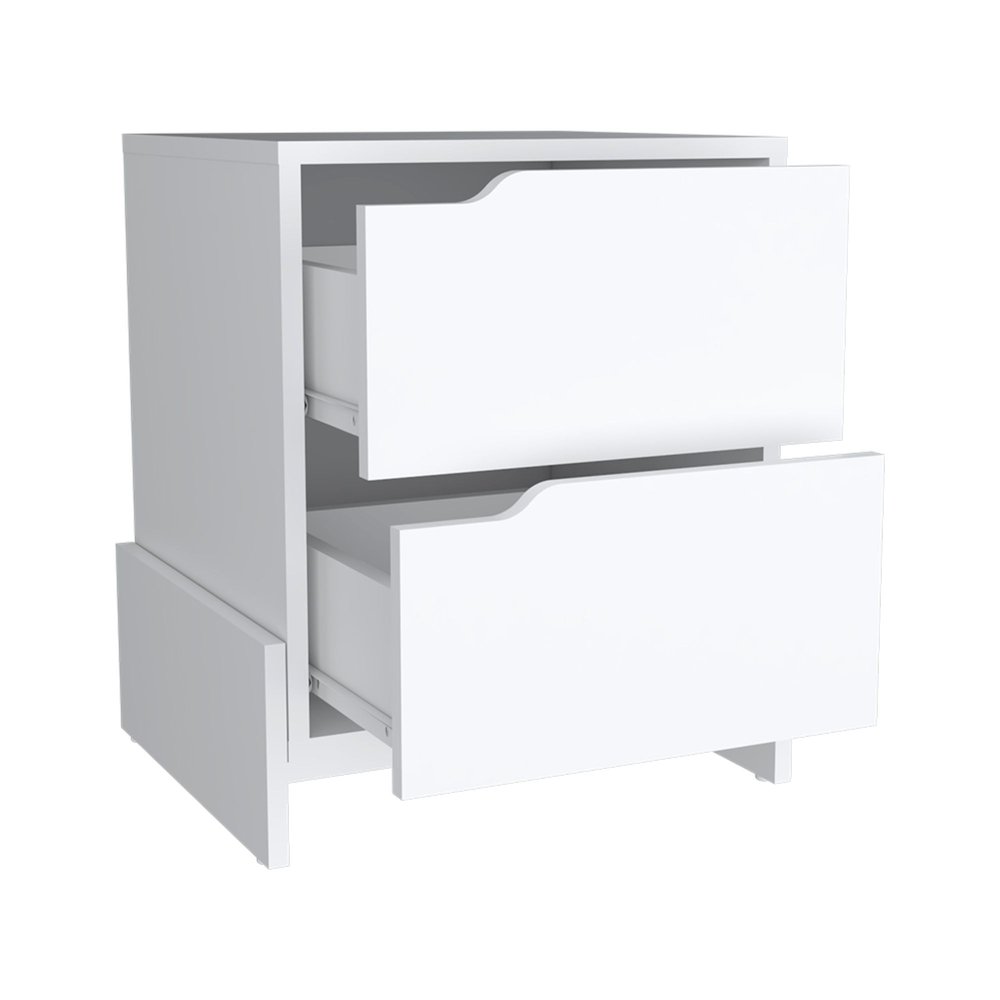 17" White Wood Two Drawer Nightstand — view 8