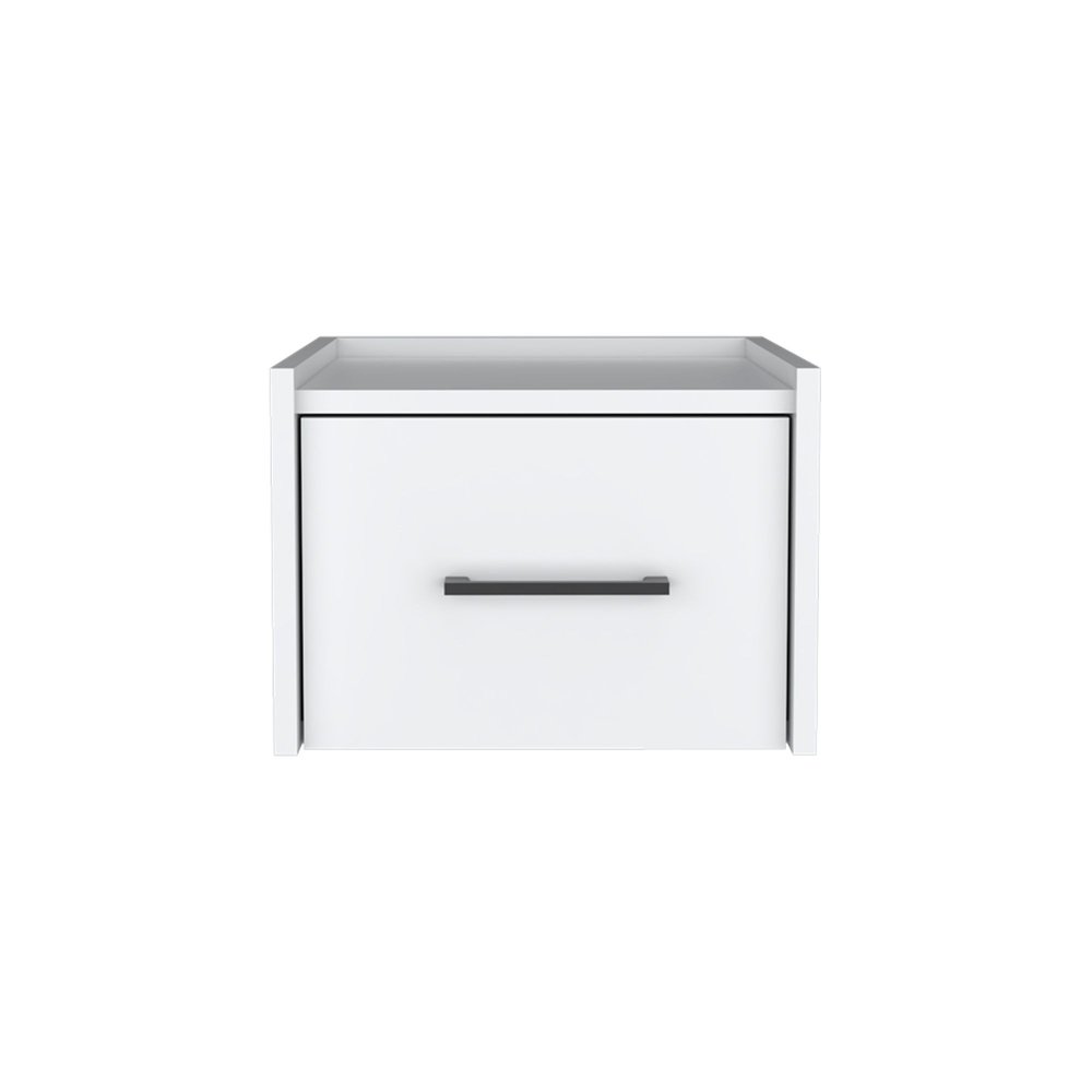 14" Oak Wood One Drawer Floating Nightstand — view 1