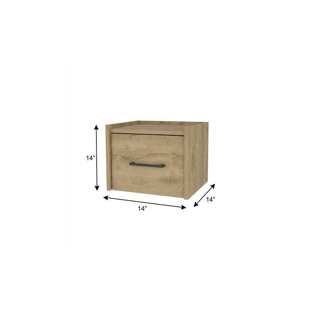 14" Oak Wood One Drawer Floating Nightstand HomeRoots