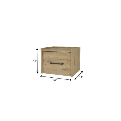 14" Oak Wood One Drawer Floating Nightstand HomeRoots