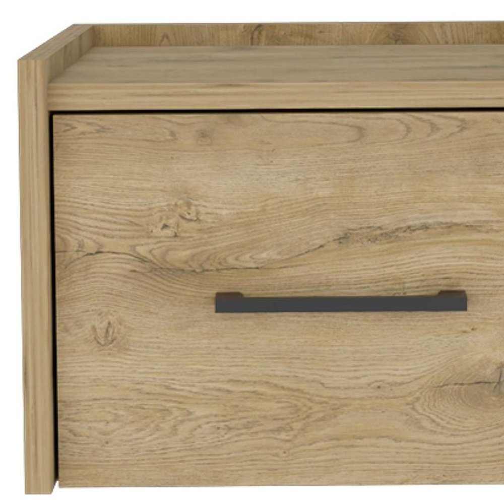 14" Oak Wood One Drawer Floating Nightstand HomeRoots