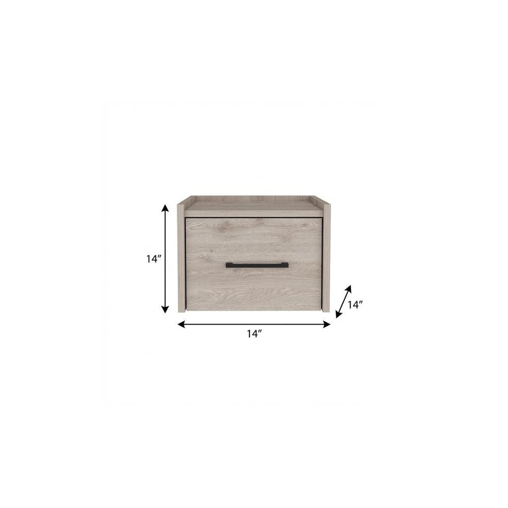 14" Oak Wood One Drawer Floating Nightstand — view 14