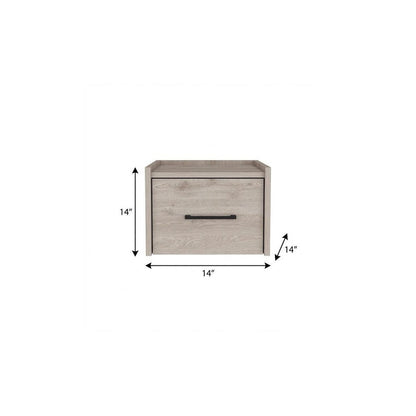 14" Oak Wood One Drawer Floating Nightstand HomeRoots