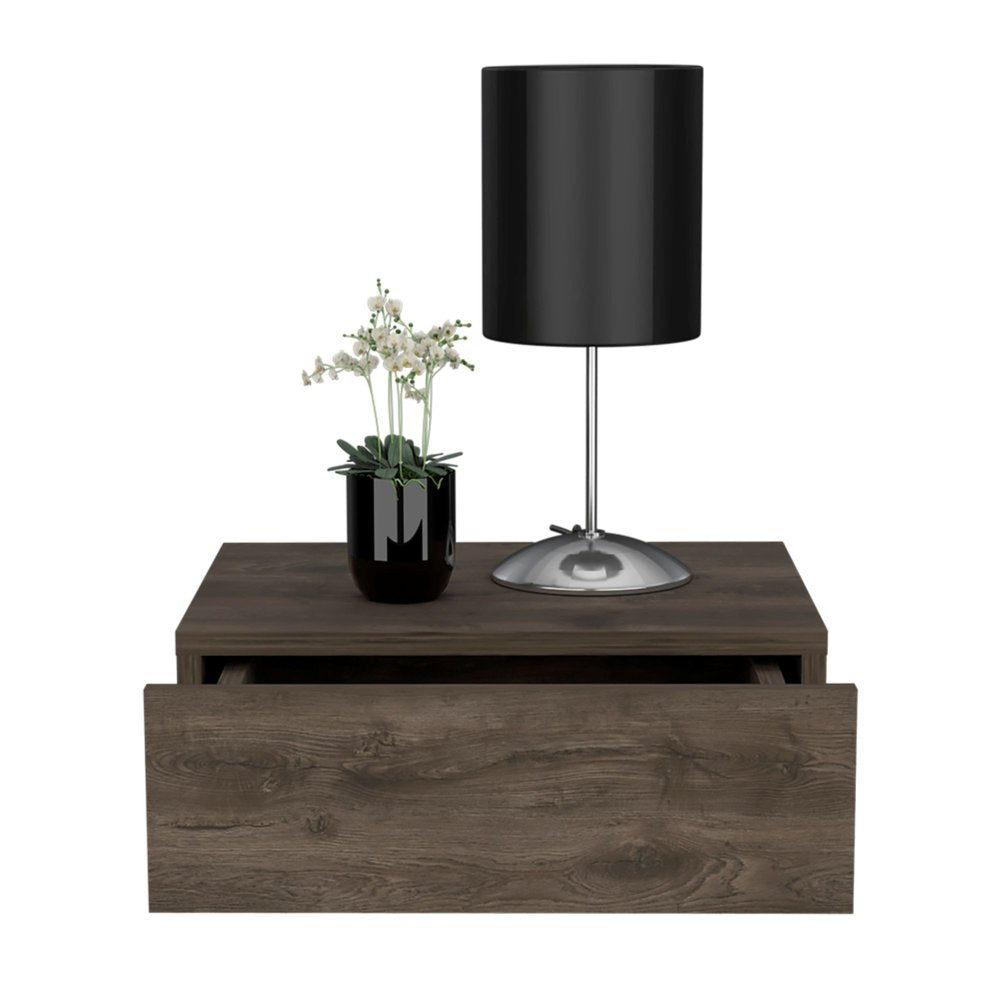 16" Brown Wood One Drawer Floating Nightstand HomeRoots