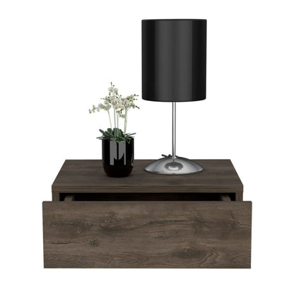 16" Brown Wood One Drawer Floating Nightstand HomeRoots