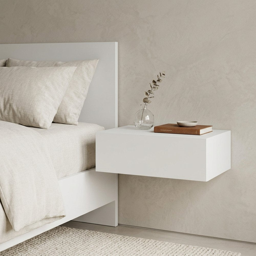 16" Brown Wood One Drawer Floating Nightstand — view 11