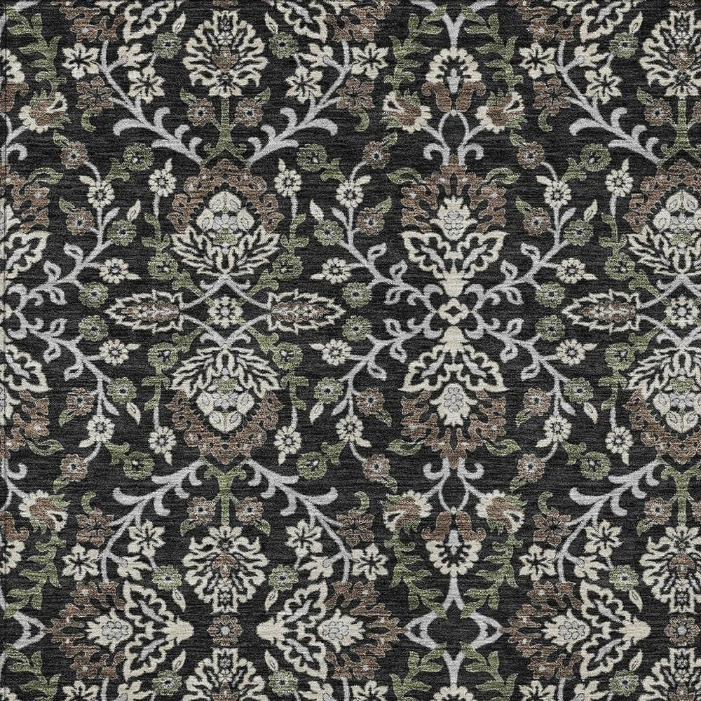 5' X 8' Black And Graphite Geometric Washable Indoor Outdoor Area Rug — view 2