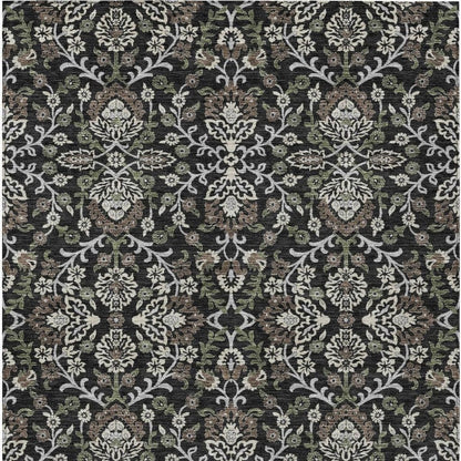 5' X 8' Black And Graphite Geometric Washable Indoor Outdoor Area Rug HomeRoots