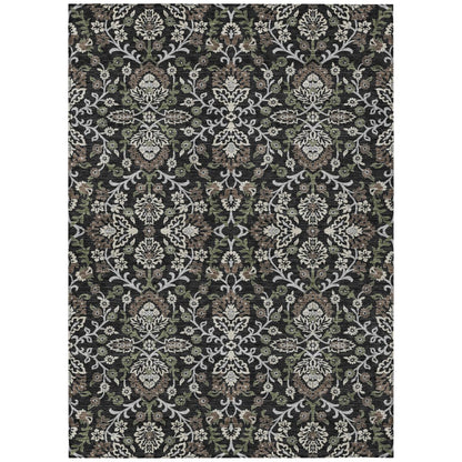 5' X 8' Black And Graphite Geometric Washable Indoor Outdoor Area Rug HomeRoots