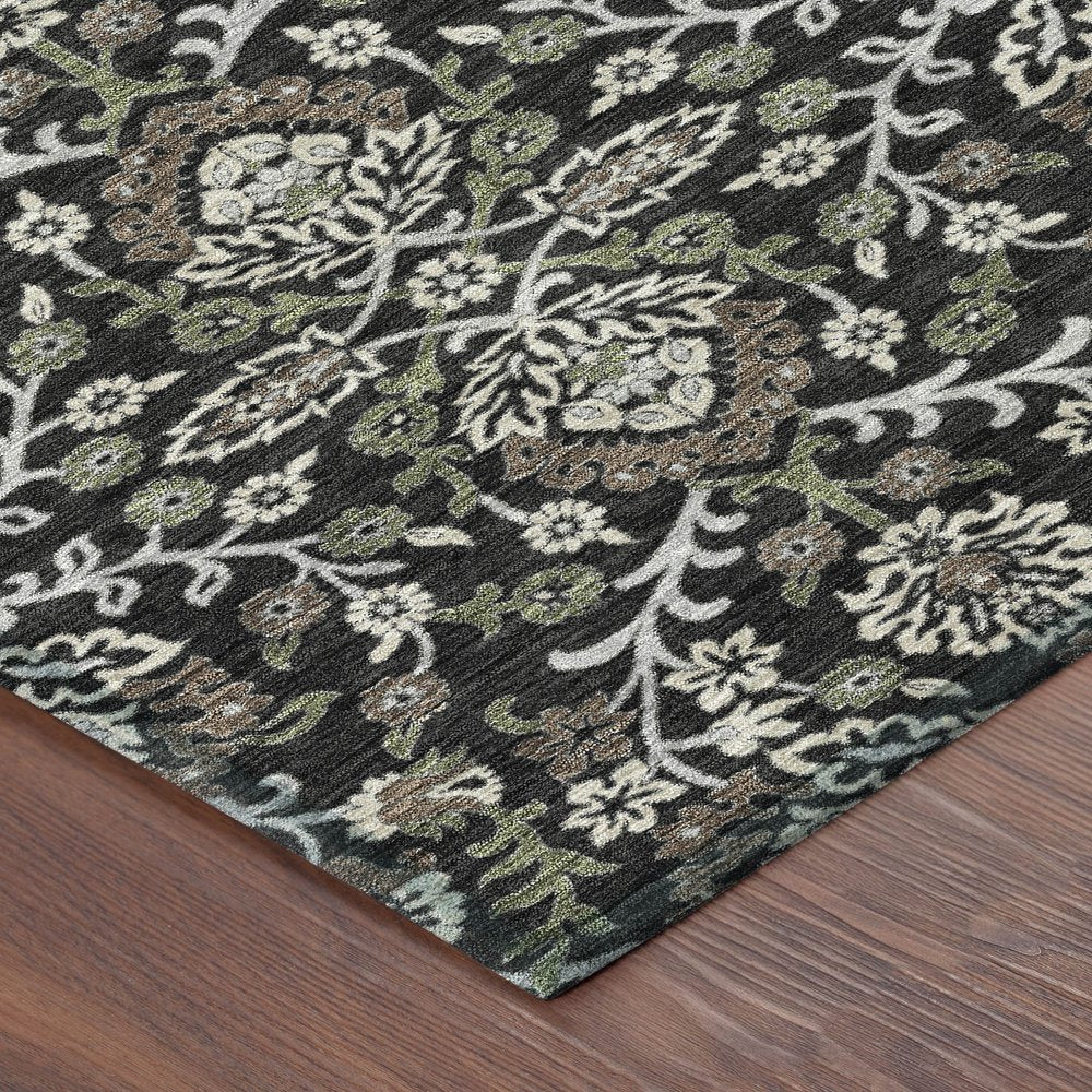 5' X 8' Black And Graphite Geometric Washable Indoor Outdoor Area Rug — view 8