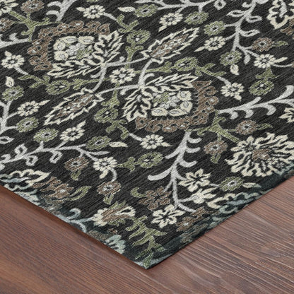 5' X 8' Black And Graphite Geometric Washable Indoor Outdoor Area Rug HomeRoots