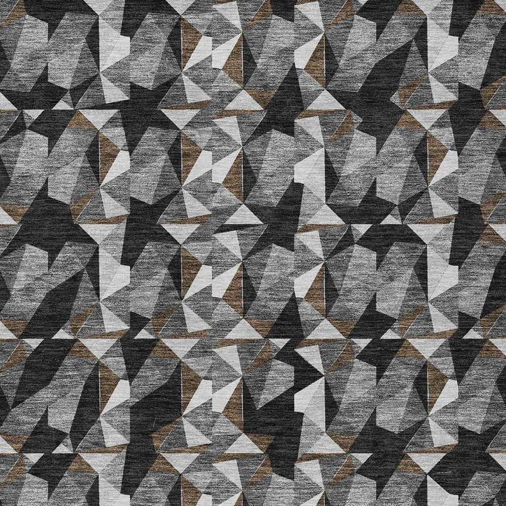 10' X 14' Black And Graphite Geometric Washable Indoor Outdoor Area Rug — view 12