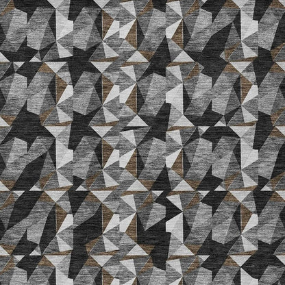10' X 14' Black And Graphite Geometric Washable Indoor Outdoor Area Rug HomeRoots