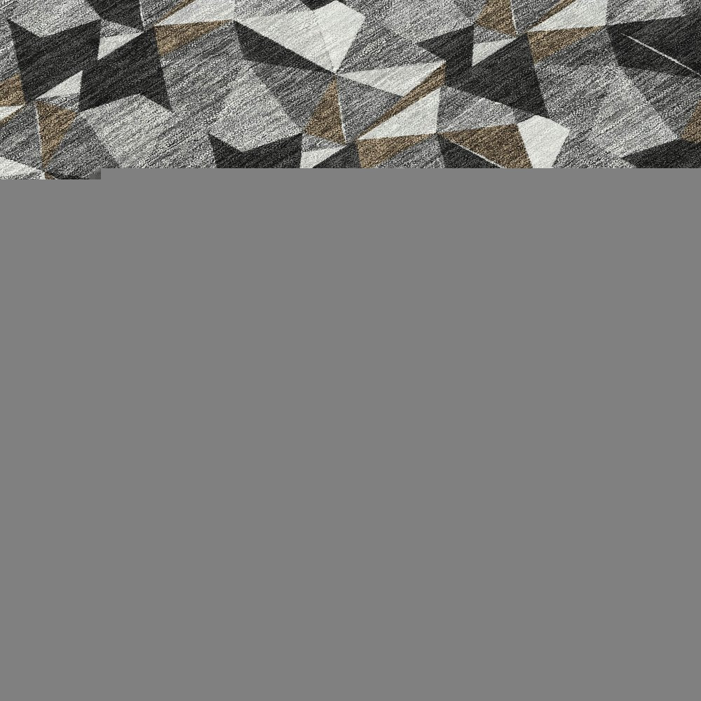10' X 14' Black And Graphite Geometric Washable Indoor Outdoor Area Rug HomeRoots