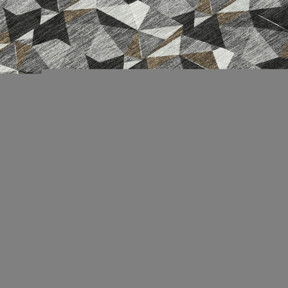 10' X 14' Black And Graphite Geometric Washable Indoor Outdoor Area Rug HomeRoots
