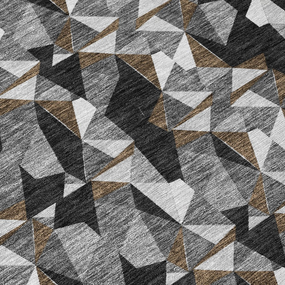 10' X 14' Black And Graphite Geometric Washable Indoor Outdoor Area Rug HomeRoots
