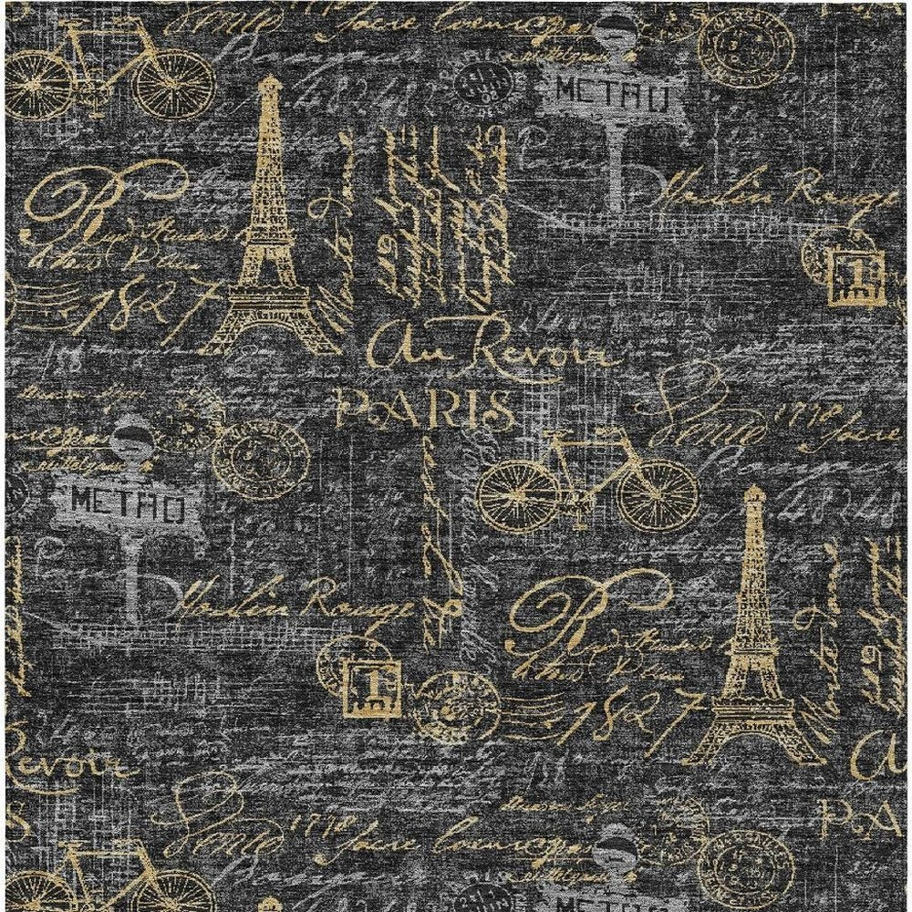 10' X 14' Black And Graphite Southwestern Washable Indoor Outdoor Area Rug HomeRoots