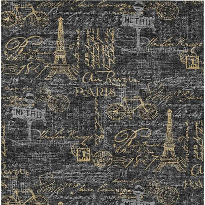 10' X 14' Black And Graphite Southwestern Washable Indoor Outdoor Area Rug HomeRoots