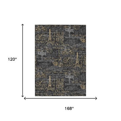 10' X 14' Black And Graphite Southwestern Washable Indoor Outdoor Area Rug HomeRoots