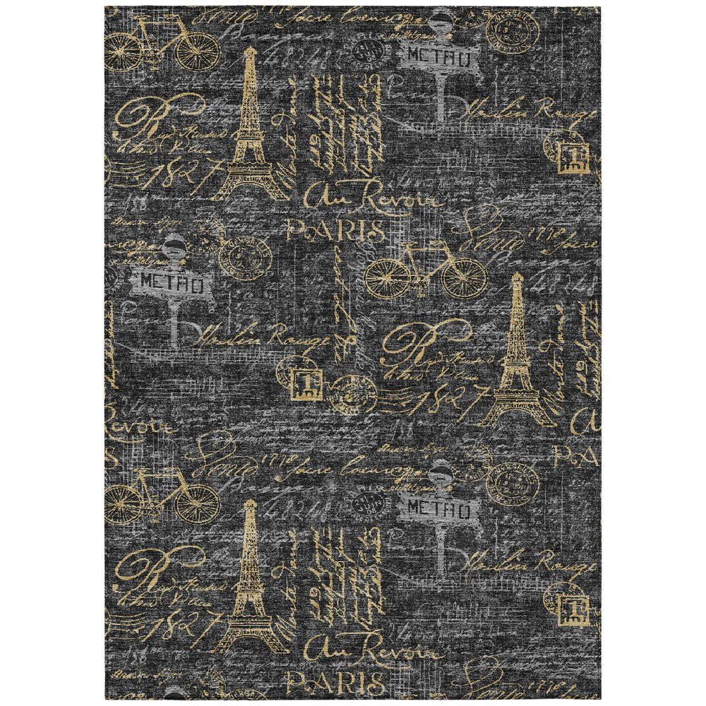 10' X 14' Black And Graphite Southwestern Washable Indoor Outdoor Area Rug HomeRoots