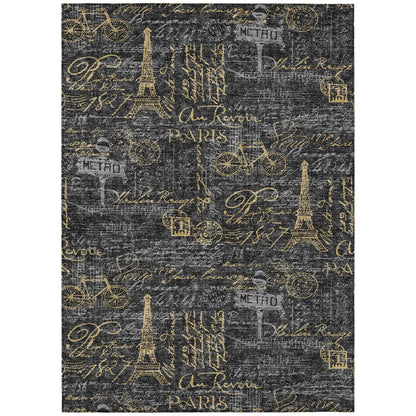 10' X 14' Black And Graphite Southwestern Washable Indoor Outdoor Area Rug HomeRoots