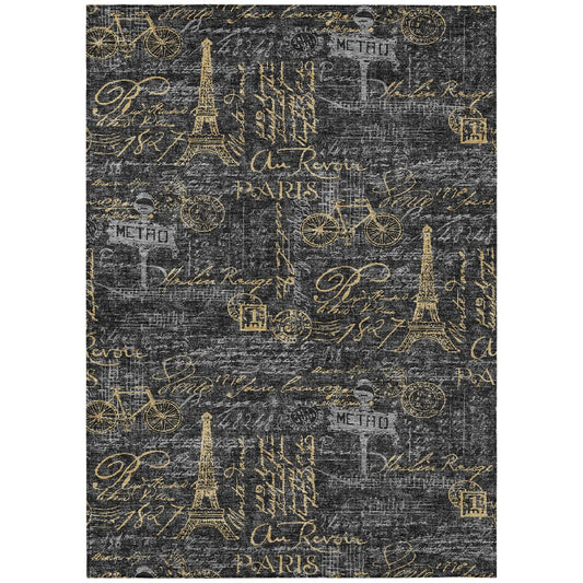 10' X 14' Black And Graphite Southwestern Washable Indoor Outdoor Area Rug HomeRoots