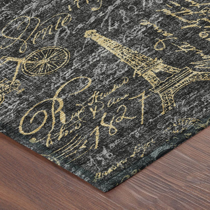 10' X 14' Black And Graphite Southwestern Washable Indoor Outdoor Area Rug HomeRoots