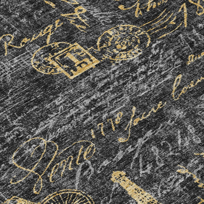10' X 14' Black And Graphite Southwestern Washable Indoor Outdoor Area Rug HomeRoots