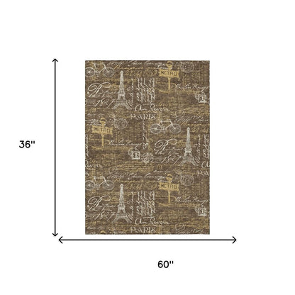 3' X 5' Chocolate And Brown Southwestern Washable Indoor Outdoor Area Rug HomeRoots