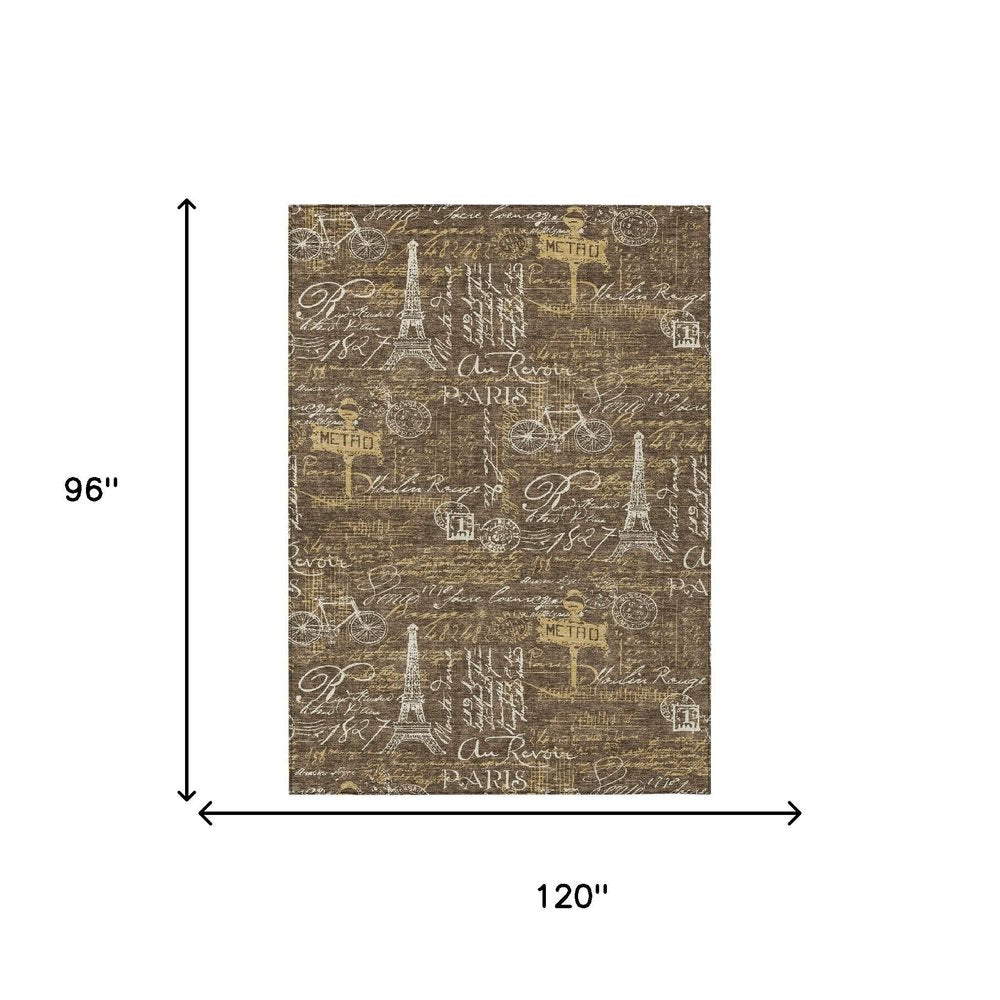 8' X 10' Chocolate And Brown Southwestern Washable Indoor Outdoor Area Rug HomeRoots