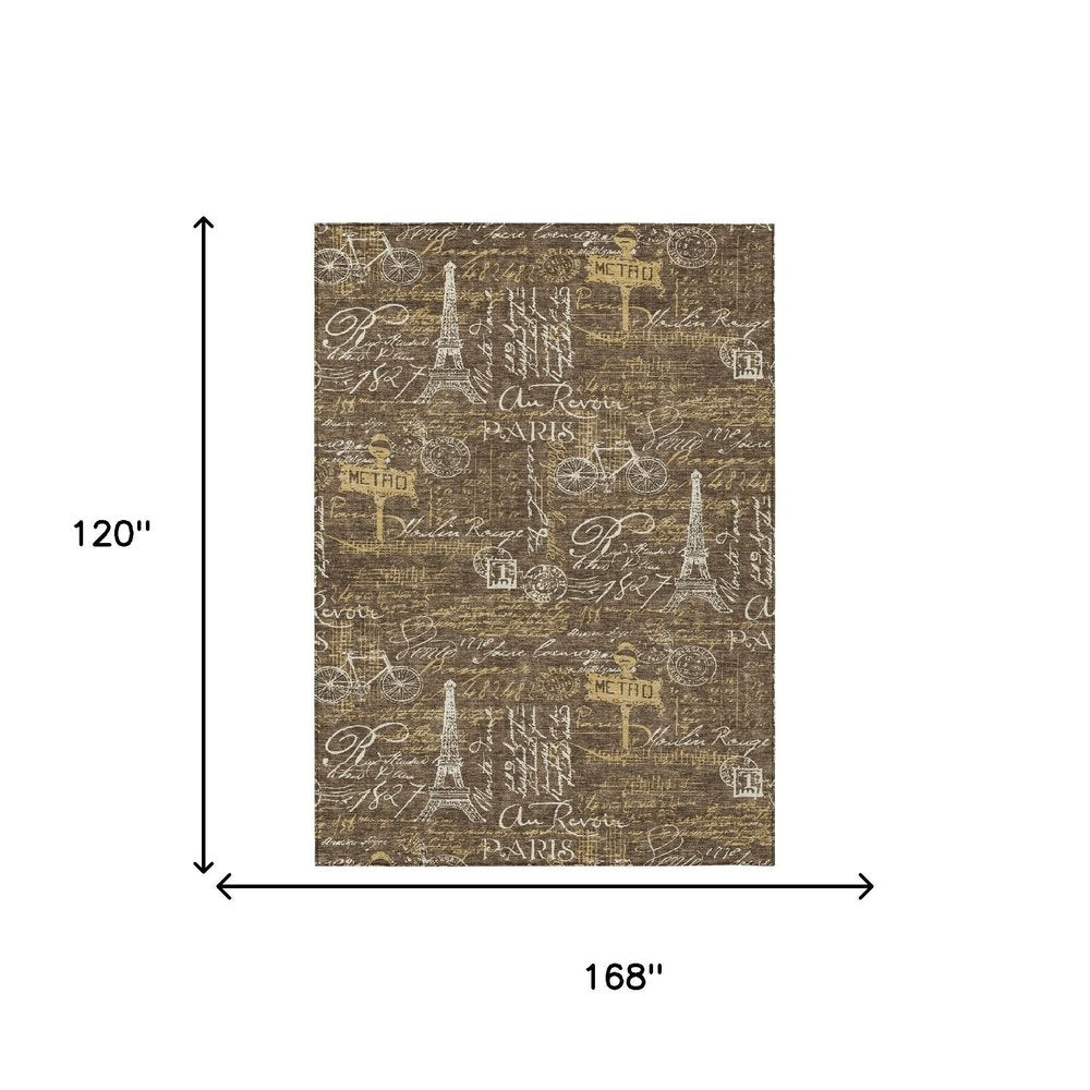 10' X 14' Chocolate And Brown Southwestern Washable Indoor Outdoor Area Rug HomeRoots