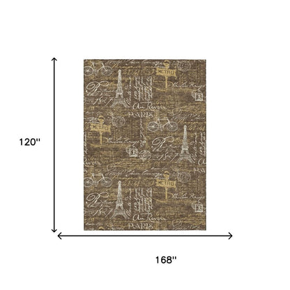 10' X 14' Chocolate And Brown Southwestern Washable Indoor Outdoor Area Rug HomeRoots