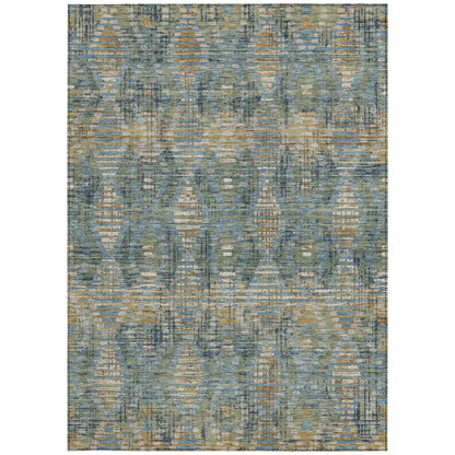3' X 5' Green And Gray Floral Medallion Washable Indoor Outdoor Area Rug