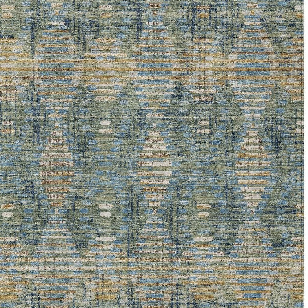 5' X 8' Green And Gray Floral Medallion Washable Indoor Outdoor Area Rug HomeRoots