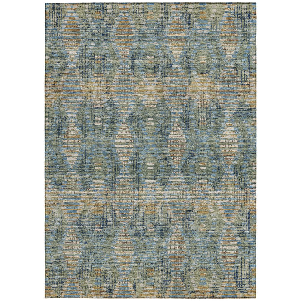 5' X 8' Green And Gray Floral Medallion Washable Indoor Outdoor Area Rug HomeRoots