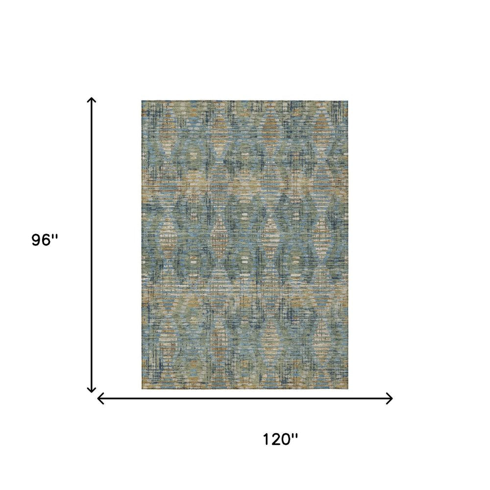 8' X 10' Green And Gray Floral Medallion Washable Indoor Outdoor Area Rug HomeRoots