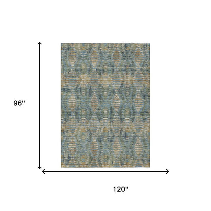 8' X 10' Green And Gray Floral Medallion Washable Indoor Outdoor Area Rug HomeRoots