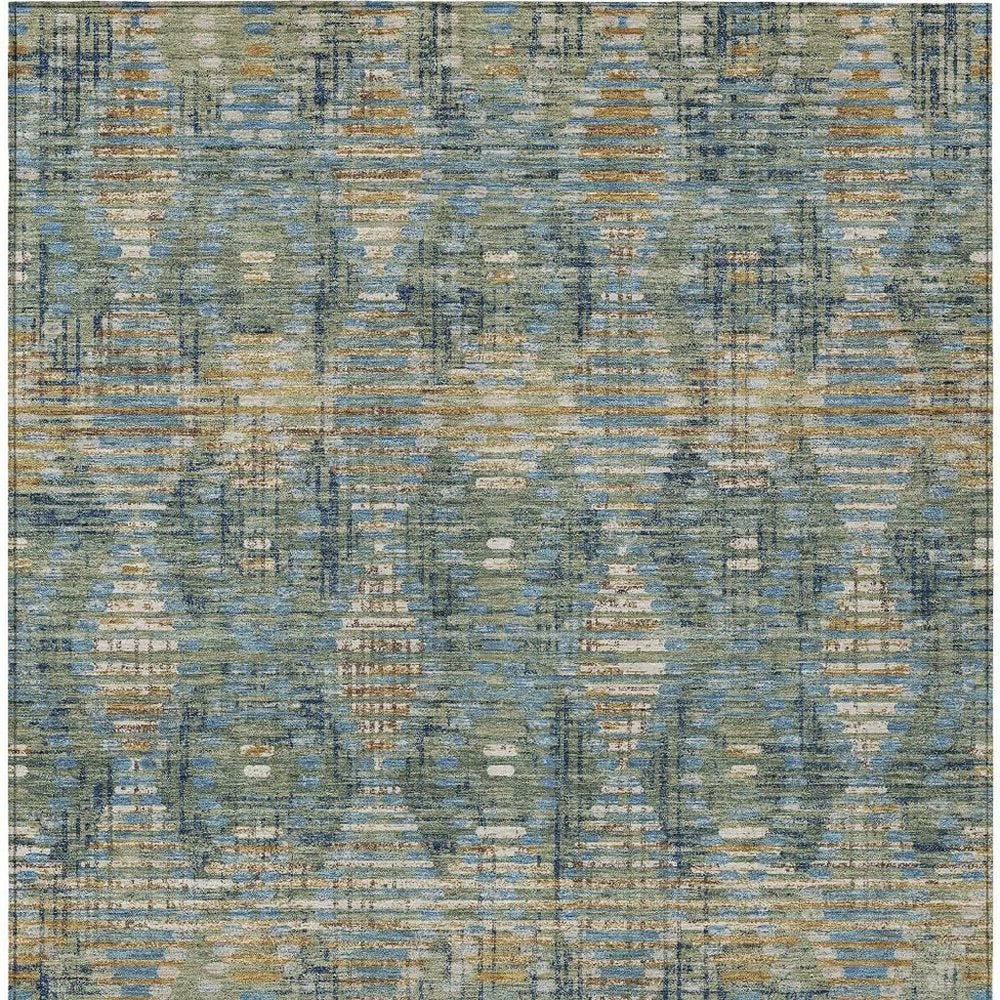 9' X 12' Green And Gray Floral Medallion Washable Indoor Outdoor Area Rug HomeRoots
