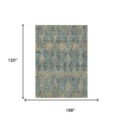 10' X 14' Green And Gray Floral Medallion Washable Indoor Outdoor Area Rug HomeRoots