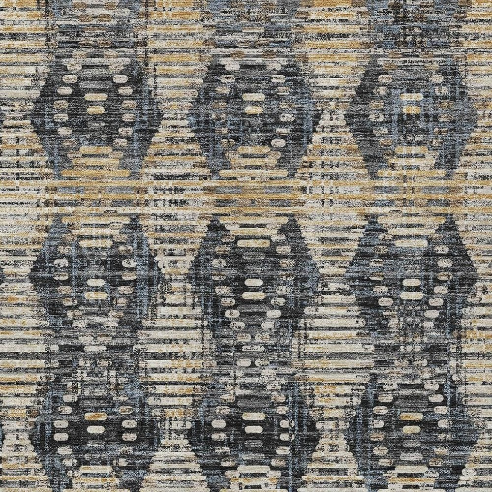 3' X 5' Black And Gray Floral Medallion Washable Indoor Outdoor Area Rug HomeRoots