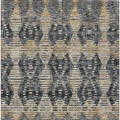 3' X 5' Black And Gray Floral Medallion Washable Indoor Outdoor Area Rug HomeRoots