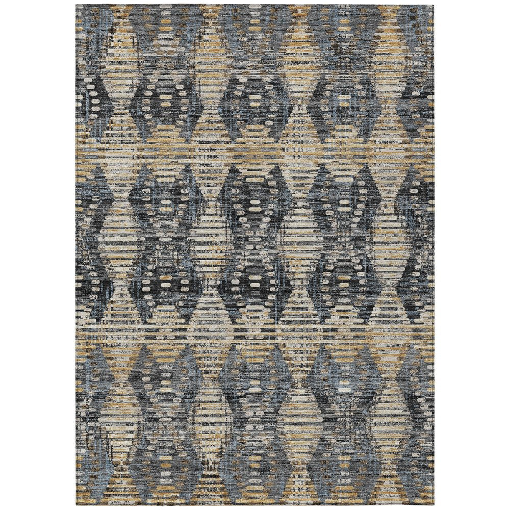 3' X 5' Black And Gray Floral Medallion Washable Indoor Outdoor Area Rug HomeRoots