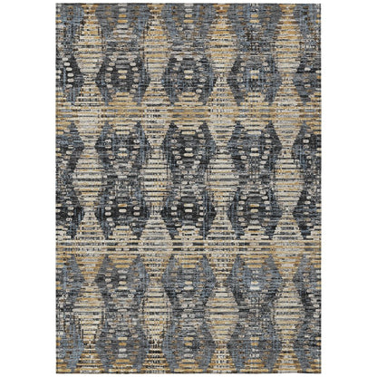 3' X 5' Black And Gray Floral Medallion Washable Indoor Outdoor Area Rug HomeRoots