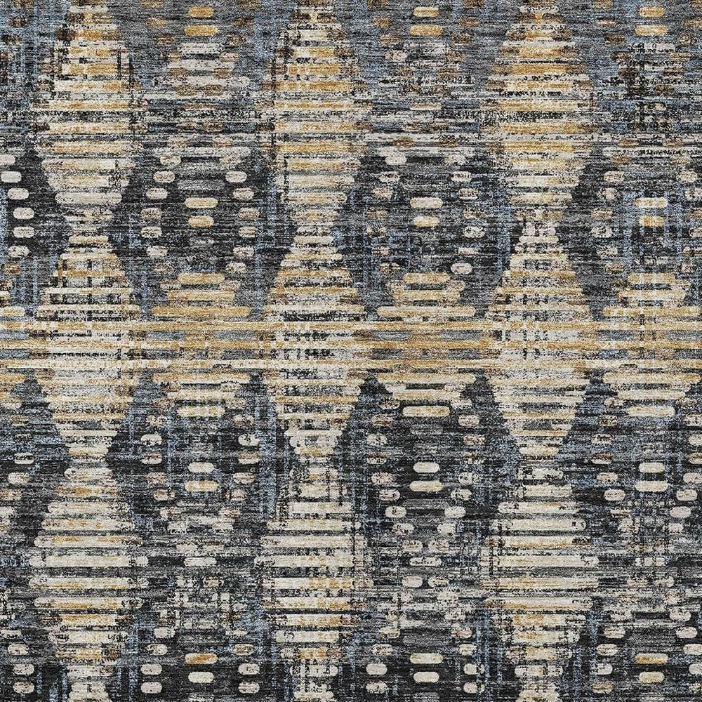 5' X 8' Black And Gray Floral Medallion Washable Indoor Outdoor Area Rug HomeRoots
