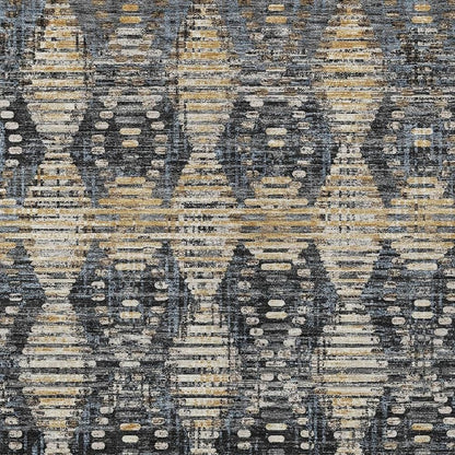 5' X 8' Black And Gray Floral Medallion Washable Indoor Outdoor Area Rug HomeRoots