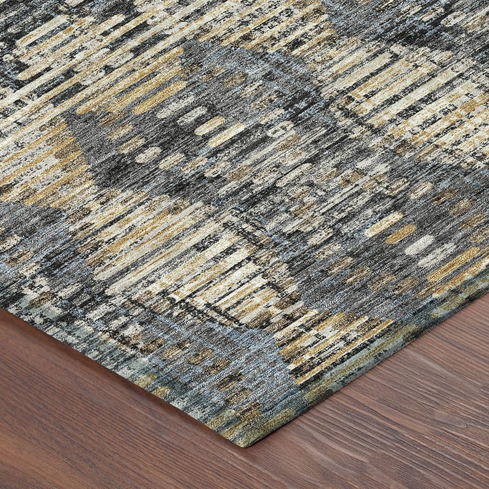 5' X 8' Black And Gray Floral Medallion Washable Indoor Outdoor Area Rug HomeRoots