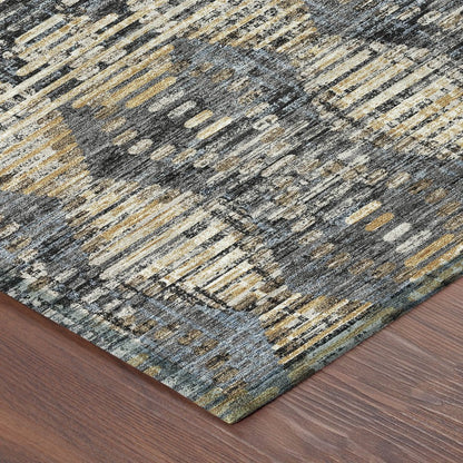 5' X 8' Black And Gray Floral Medallion Washable Indoor Outdoor Area Rug HomeRoots