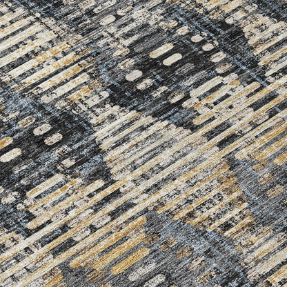 5' X 8' Black And Gray Floral Medallion Washable Indoor Outdoor Area Rug HomeRoots