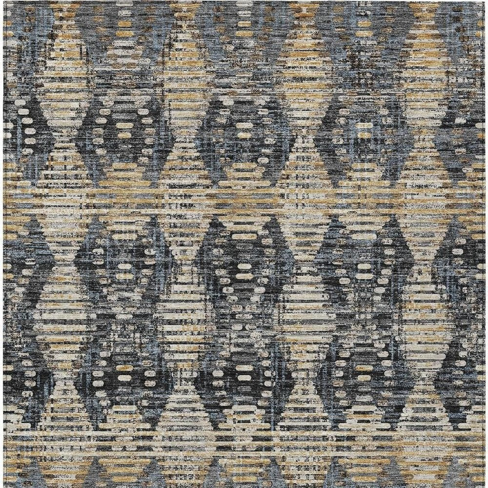 9' X 12' Black And Gray Floral Medallion Washable Indoor Outdoor Area Rug HomeRoots